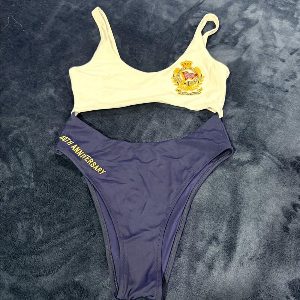 Guess 40th Anniversary Navy and Cream Women's Swim Set